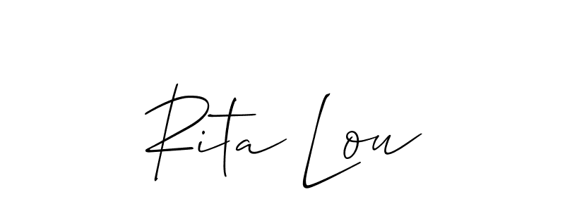 You should practise on your own different ways (Allison_Script) to write your name (Rita Lou) in signature. don't let someone else do it for you. Rita Lou signature style 2 images and pictures png