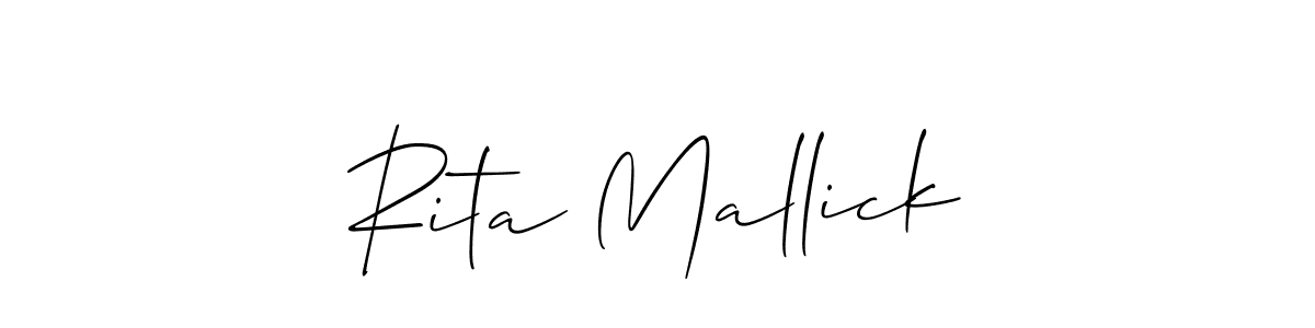 Make a short Rita Mallick signature style. Manage your documents anywhere anytime using Allison_Script. Create and add eSignatures, submit forms, share and send files easily. Rita Mallick signature style 2 images and pictures png