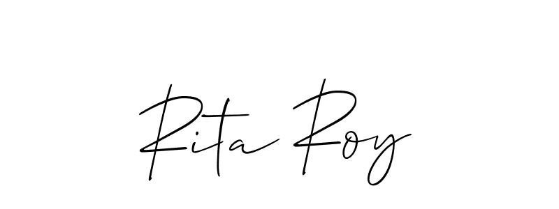 The best way (Allison_Script) to make a short signature is to pick only two or three words in your name. The name Rita Roy include a total of six letters. For converting this name. Rita Roy signature style 2 images and pictures png