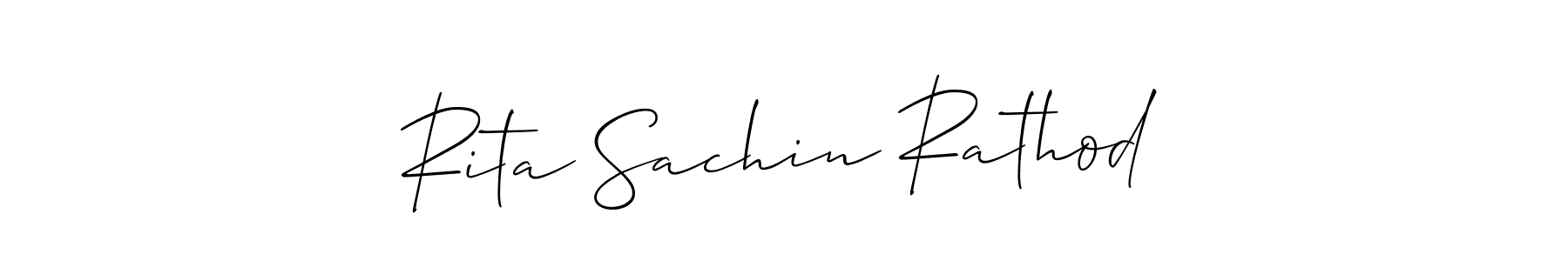 You should practise on your own different ways (Allison_Script) to write your name (Rita Sachin Rathod) in signature. don't let someone else do it for you. Rita Sachin Rathod signature style 2 images and pictures png