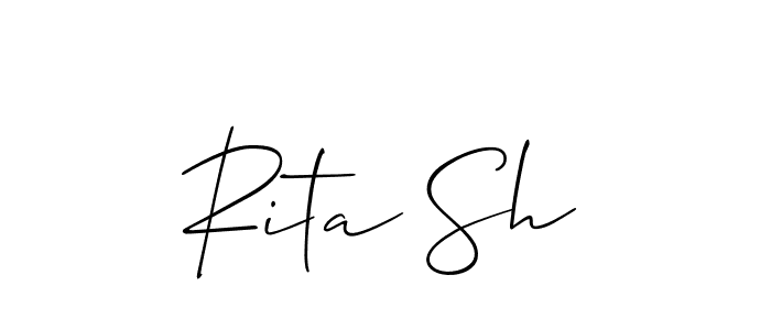 You should practise on your own different ways (Allison_Script) to write your name (Rita Sh) in signature. don't let someone else do it for you. Rita Sh signature style 2 images and pictures png