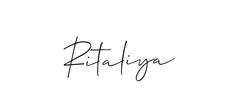 Create a beautiful signature design for name Ritaliya. With this signature (Allison_Script) fonts, you can make a handwritten signature for free. Ritaliya signature style 2 images and pictures png