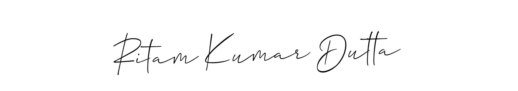 This is the best signature style for the Ritam Kumar Dutta name. Also you like these signature font (Allison_Script). Mix name signature. Ritam Kumar Dutta signature style 2 images and pictures png