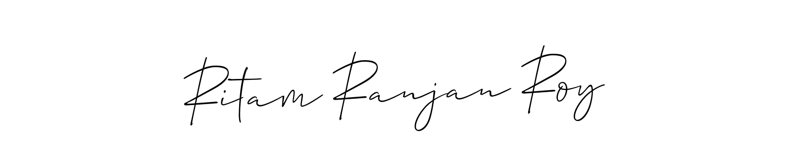 You should practise on your own different ways (Allison_Script) to write your name (Ritam Ranjan Roy) in signature. don't let someone else do it for you. Ritam Ranjan Roy signature style 2 images and pictures png