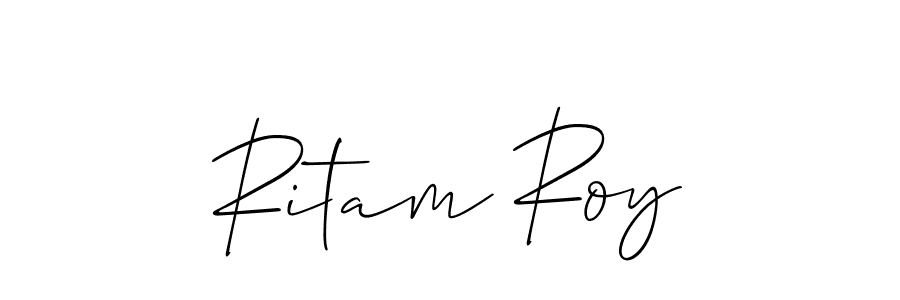 How to make Ritam Roy name signature. Use Allison_Script style for creating short signs online. This is the latest handwritten sign. Ritam Roy signature style 2 images and pictures png