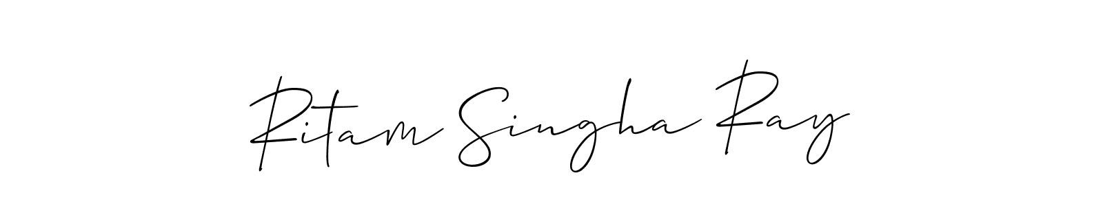 if you are searching for the best signature style for your name Ritam Singha Ray. so please give up your signature search. here we have designed multiple signature styles  using Allison_Script. Ritam Singha Ray signature style 2 images and pictures png
