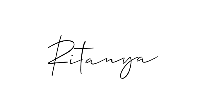 Create a beautiful signature design for name Ritanya. With this signature (Allison_Script) fonts, you can make a handwritten signature for free. Ritanya signature style 2 images and pictures png