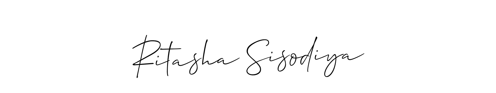 It looks lik you need a new signature style for name Ritasha Sisodiya. Design unique handwritten (Allison_Script) signature with our free signature maker in just a few clicks. Ritasha Sisodiya signature style 2 images and pictures png
