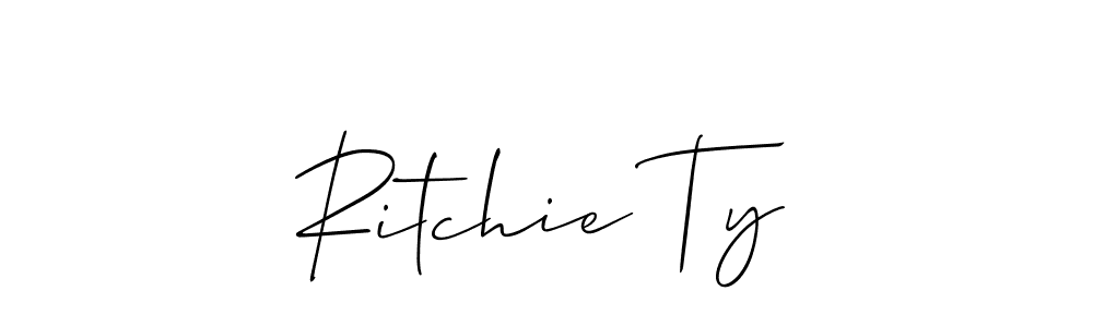 How to make Ritchie Ty name signature. Use Allison_Script style for creating short signs online. This is the latest handwritten sign. Ritchie Ty signature style 2 images and pictures png