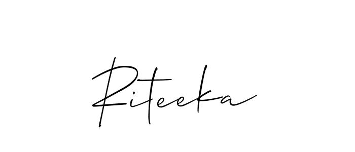 You can use this online signature creator to create a handwritten signature for the name Riteeka. This is the best online autograph maker. Riteeka signature style 2 images and pictures png