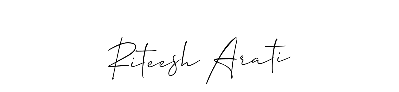 Design your own signature with our free online signature maker. With this signature software, you can create a handwritten (Allison_Script) signature for name Riteesh Arati. Riteesh Arati signature style 2 images and pictures png
