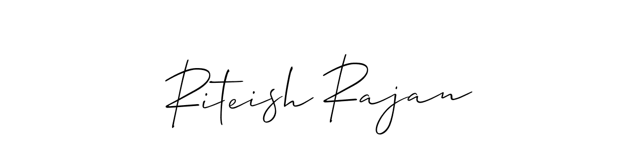 How to make Riteish Rajan name signature. Use Allison_Script style for creating short signs online. This is the latest handwritten sign. Riteish Rajan signature style 2 images and pictures png