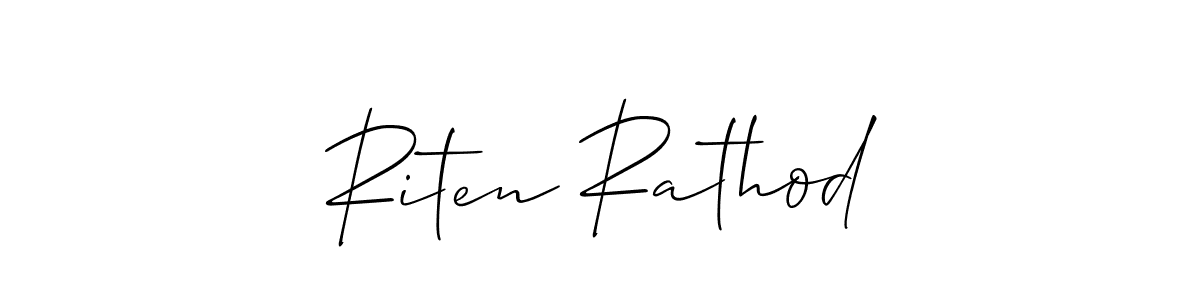 Make a beautiful signature design for name Riten Rathod. With this signature (Allison_Script) style, you can create a handwritten signature for free. Riten Rathod signature style 2 images and pictures png
