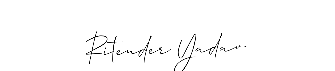 How to Draw Ritender Yadav signature style? Allison_Script is a latest design signature styles for name Ritender Yadav. Ritender Yadav signature style 2 images and pictures png