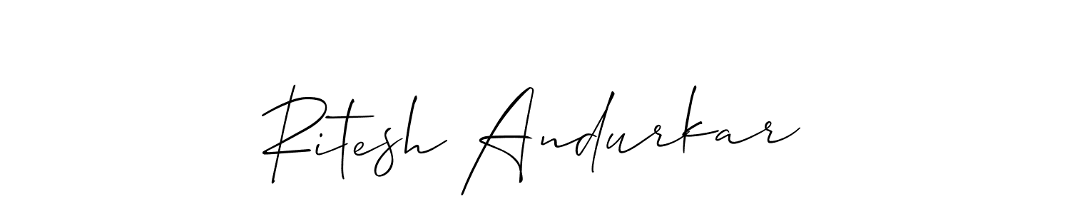 You should practise on your own different ways (Allison_Script) to write your name (Ritesh Andurkar) in signature. don't let someone else do it for you. Ritesh Andurkar signature style 2 images and pictures png