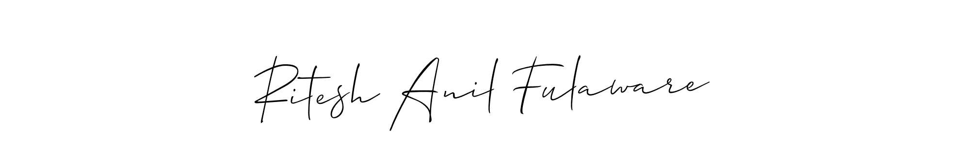 This is the best signature style for the Ritesh Anil Fulaware name. Also you like these signature font (Allison_Script). Mix name signature. Ritesh Anil Fulaware signature style 2 images and pictures png