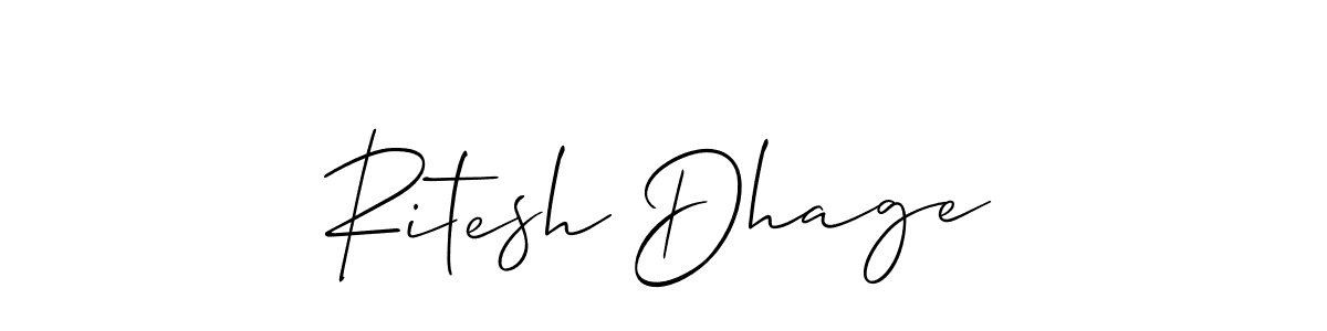 Also You can easily find your signature by using the search form. We will create Ritesh Dhage name handwritten signature images for you free of cost using Allison_Script sign style. Ritesh Dhage signature style 2 images and pictures png