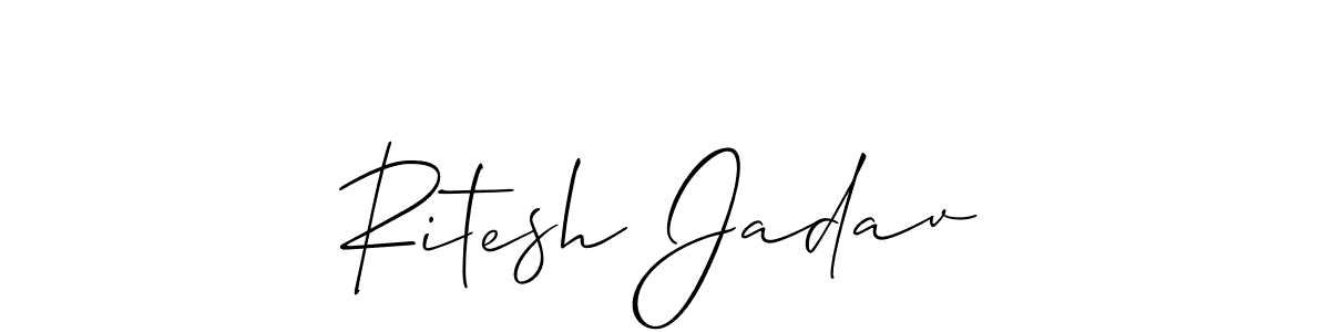 Allison_Script is a professional signature style that is perfect for those who want to add a touch of class to their signature. It is also a great choice for those who want to make their signature more unique. Get Ritesh Jadav name to fancy signature for free. Ritesh Jadav signature style 2 images and pictures png