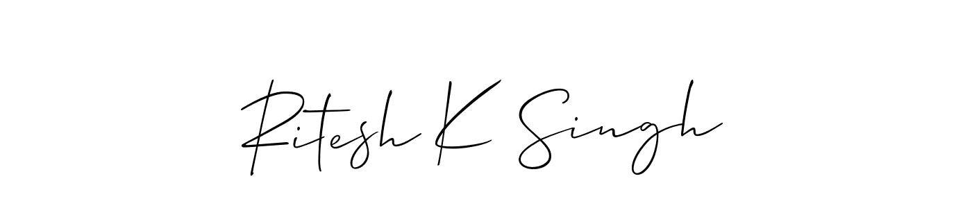 Make a beautiful signature design for name Ritesh K Singh. With this signature (Allison_Script) style, you can create a handwritten signature for free. Ritesh K Singh signature style 2 images and pictures png