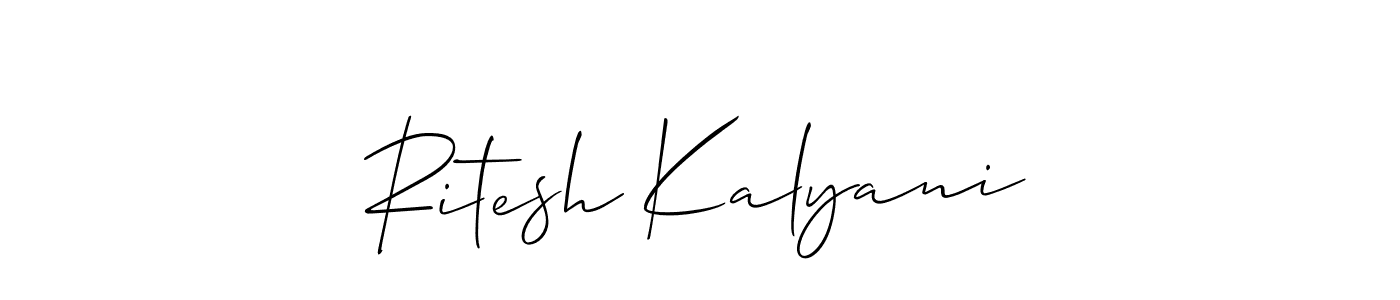 This is the best signature style for the Ritesh Kalyani name. Also you like these signature font (Allison_Script). Mix name signature. Ritesh Kalyani signature style 2 images and pictures png