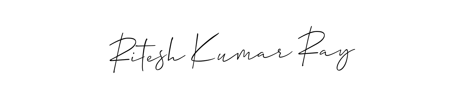 The best way (Allison_Script) to make a short signature is to pick only two or three words in your name. The name Ritesh Kumar Ray include a total of six letters. For converting this name. Ritesh Kumar Ray signature style 2 images and pictures png