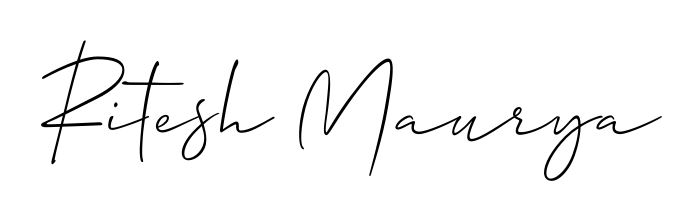 The best way (Allison_Script) to make a short signature is to pick only two or three words in your name. For converting this name Ritesh Maurya. Ritesh Maurya signature style 2 images and pictures png