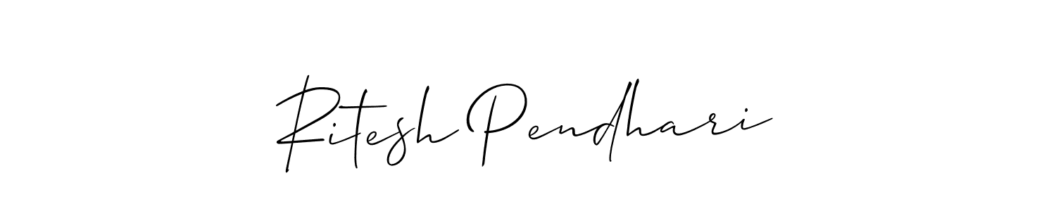 This is the best signature style for the Ritesh Pendhari name. Also you like these signature font (Allison_Script). Mix name signature. Ritesh Pendhari signature style 2 images and pictures png