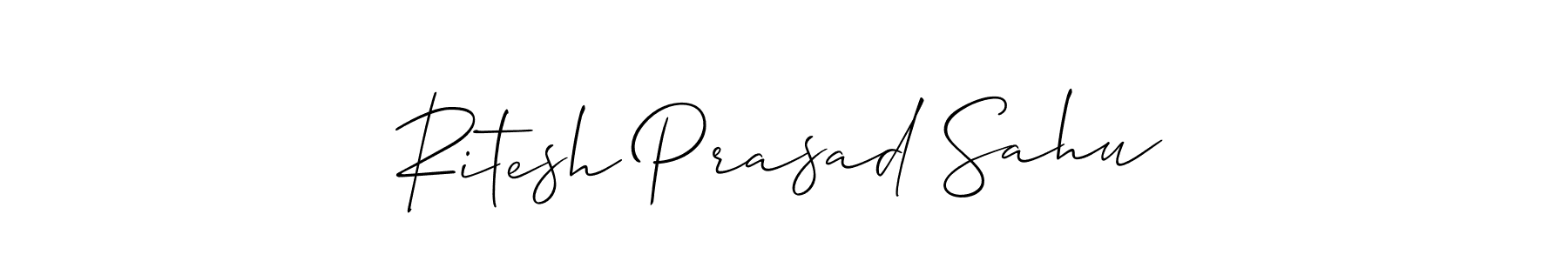 You should practise on your own different ways (Allison_Script) to write your name (Ritesh Prasad Sahu) in signature. don't let someone else do it for you. Ritesh Prasad Sahu signature style 2 images and pictures png