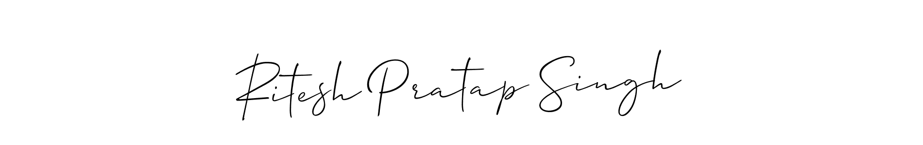 The best way (Allison_Script) to make a short signature is to pick only two or three words in your name. The name Ritesh Pratap Singh include a total of six letters. For converting this name. Ritesh Pratap Singh signature style 2 images and pictures png