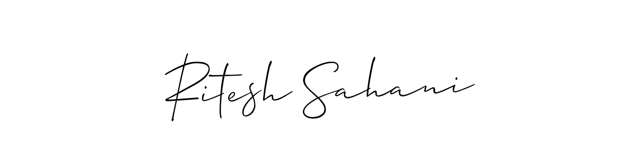 The best way (Allison_Script) to make a short signature is to pick only two or three words in your name. The name Ritesh Sahani include a total of six letters. For converting this name. Ritesh Sahani signature style 2 images and pictures png