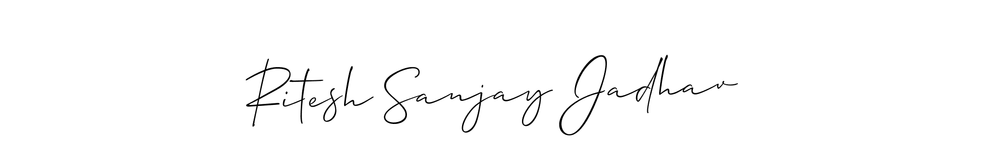 Allison_Script is a professional signature style that is perfect for those who want to add a touch of class to their signature. It is also a great choice for those who want to make their signature more unique. Get Ritesh Sanjay Jadhav name to fancy signature for free. Ritesh Sanjay Jadhav signature style 2 images and pictures png