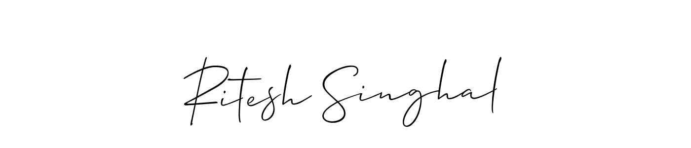 How to make Ritesh Singhal name signature. Use Allison_Script style for creating short signs online. This is the latest handwritten sign. Ritesh Singhal signature style 2 images and pictures png