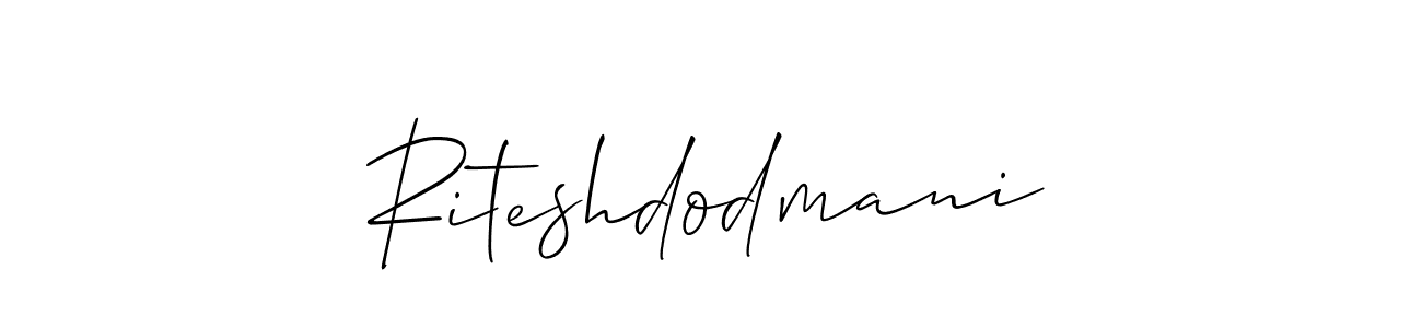 It looks lik you need a new signature style for name Riteshdodmani. Design unique handwritten (Allison_Script) signature with our free signature maker in just a few clicks. Riteshdodmani signature style 2 images and pictures png