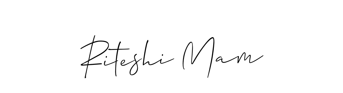 Allison_Script is a professional signature style that is perfect for those who want to add a touch of class to their signature. It is also a great choice for those who want to make their signature more unique. Get Riteshi Mam name to fancy signature for free. Riteshi Mam signature style 2 images and pictures png