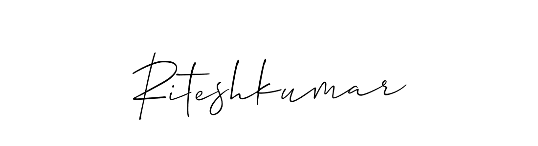 The best way (Allison_Script) to make a short signature is to pick only two or three words in your name. The name Riteshkumar include a total of six letters. For converting this name. Riteshkumar signature style 2 images and pictures png