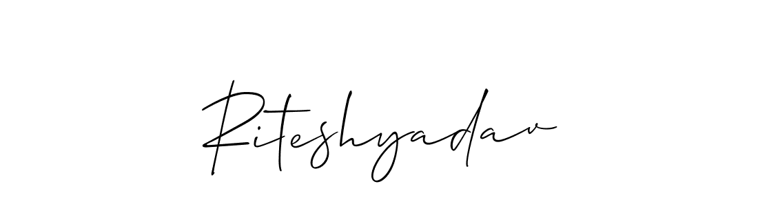 if you are searching for the best signature style for your name Riteshyadav. so please give up your signature search. here we have designed multiple signature styles  using Allison_Script. Riteshyadav signature style 2 images and pictures png