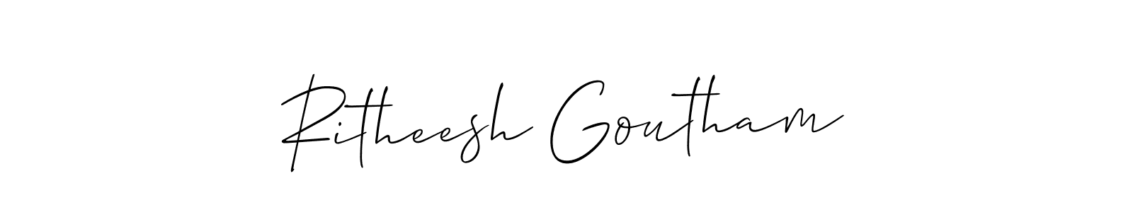 Create a beautiful signature design for name Ritheesh Goutham. With this signature (Allison_Script) fonts, you can make a handwritten signature for free. Ritheesh Goutham signature style 2 images and pictures png