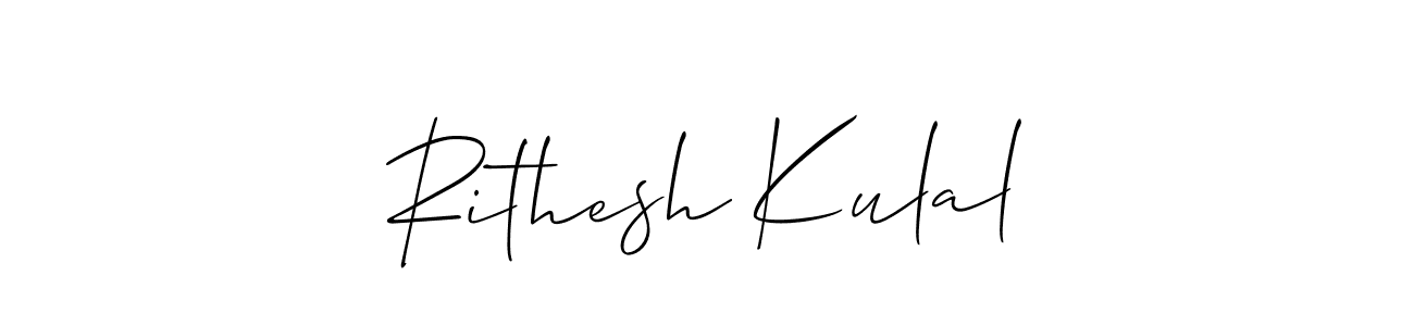 How to make Rithesh Kulal name signature. Use Allison_Script style for creating short signs online. This is the latest handwritten sign. Rithesh Kulal signature style 2 images and pictures png