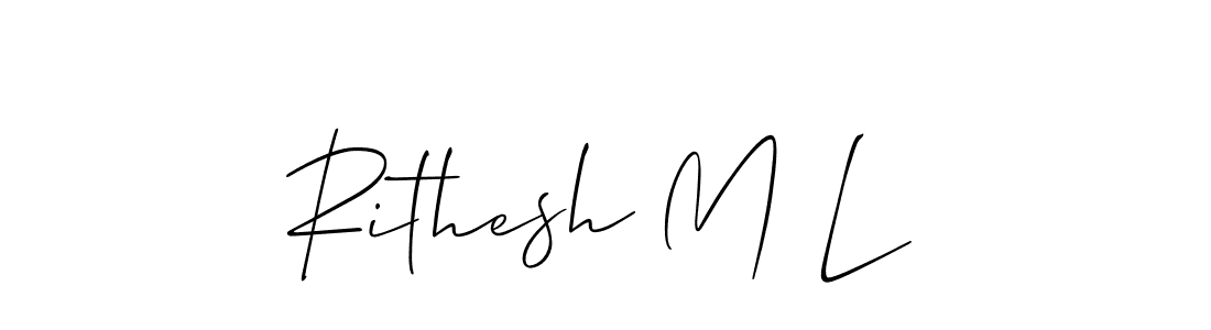 How to Draw Rithesh M L signature style? Allison_Script is a latest design signature styles for name Rithesh M L. Rithesh M L signature style 2 images and pictures png