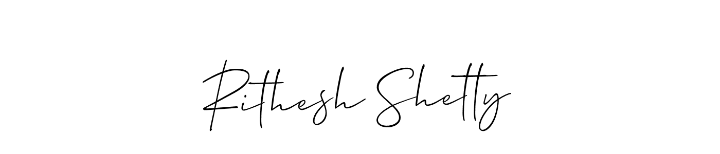 Allison_Script is a professional signature style that is perfect for those who want to add a touch of class to their signature. It is also a great choice for those who want to make their signature more unique. Get Rithesh Shetty name to fancy signature for free. Rithesh Shetty signature style 2 images and pictures png