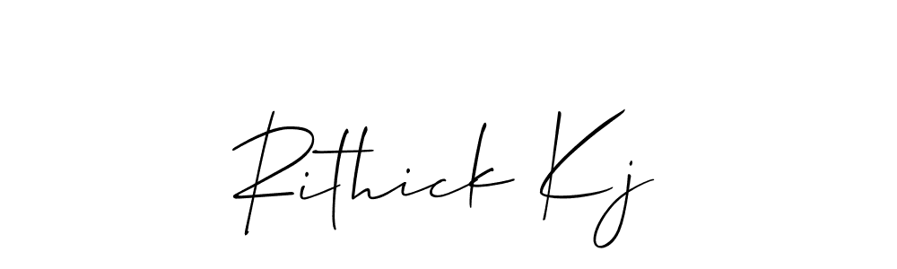 The best way (Allison_Script) to make a short signature is to pick only two or three words in your name. The name Rithick Kj include a total of six letters. For converting this name. Rithick Kj signature style 2 images and pictures png