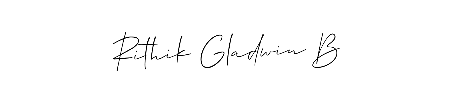You should practise on your own different ways (Allison_Script) to write your name (Rithik Gladwin B) in signature. don't let someone else do it for you. Rithik Gladwin B signature style 2 images and pictures png