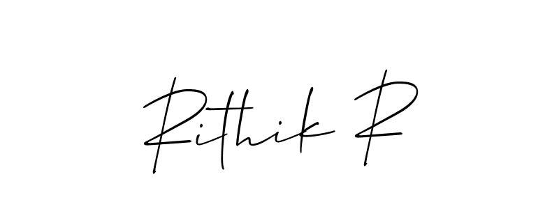 How to make Rithik R name signature. Use Allison_Script style for creating short signs online. This is the latest handwritten sign. Rithik R signature style 2 images and pictures png