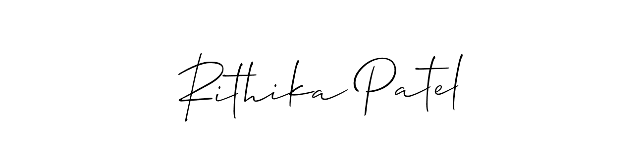 Create a beautiful signature design for name Rithika Patel. With this signature (Allison_Script) fonts, you can make a handwritten signature for free. Rithika Patel signature style 2 images and pictures png