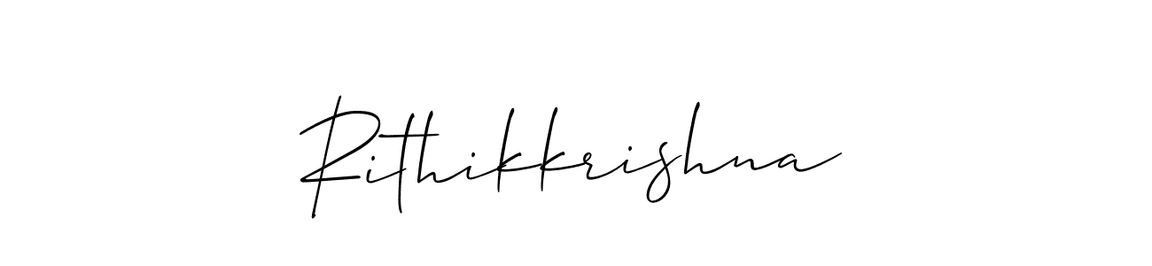 You should practise on your own different ways (Allison_Script) to write your name (Rithikkrishna) in signature. don't let someone else do it for you. Rithikkrishna signature style 2 images and pictures png