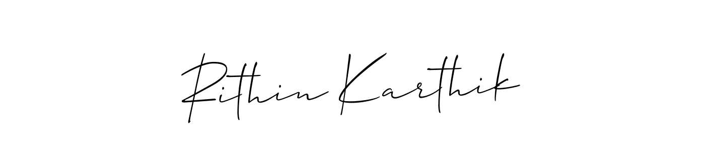 Design your own signature with our free online signature maker. With this signature software, you can create a handwritten (Allison_Script) signature for name Rithin Karthik. Rithin Karthik signature style 2 images and pictures png