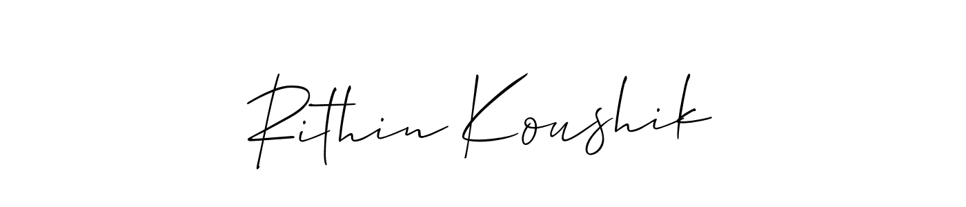 This is the best signature style for the Rithin Koushik name. Also you like these signature font (Allison_Script). Mix name signature. Rithin Koushik signature style 2 images and pictures png