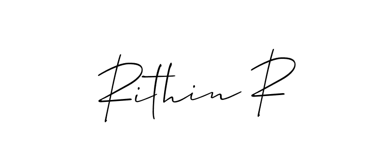 Create a beautiful signature design for name Rithin R. With this signature (Allison_Script) fonts, you can make a handwritten signature for free. Rithin R signature style 2 images and pictures png