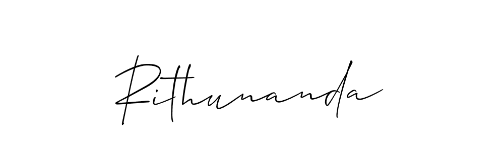 The best way (Allison_Script) to make a short signature is to pick only two or three words in your name. The name Rithunanda include a total of six letters. For converting this name. Rithunanda signature style 2 images and pictures png