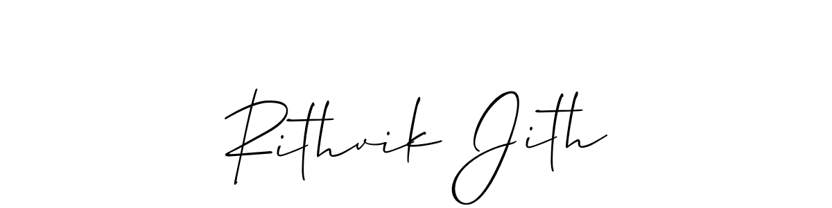 How to make Rithvik Jith name signature. Use Allison_Script style for creating short signs online. This is the latest handwritten sign. Rithvik Jith signature style 2 images and pictures png